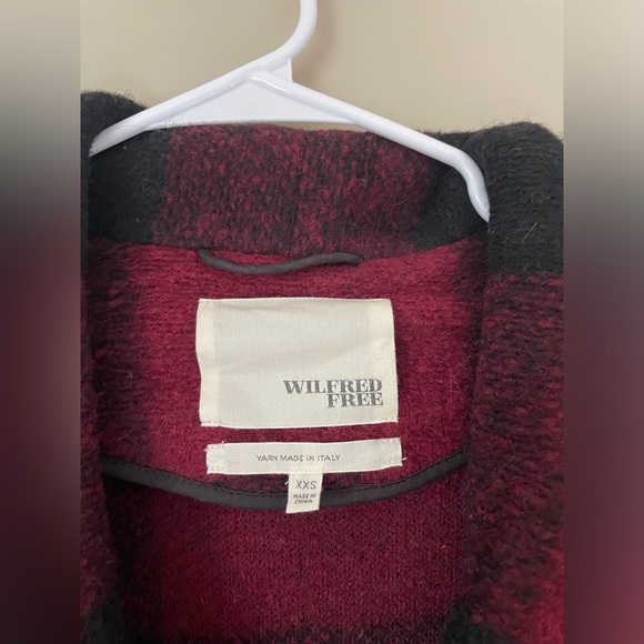 Aritzia Wilfred Free Womens Neelam WOOL burgundy plaid coat NWOT XXS never worn - Picture 2 of 9